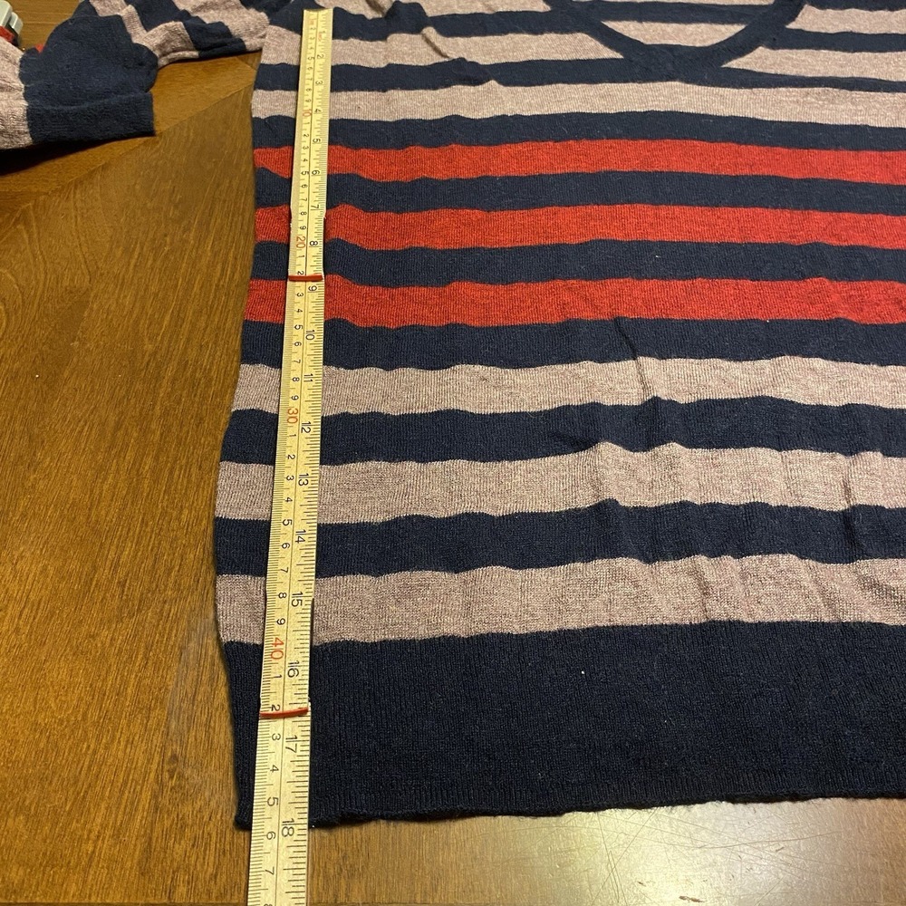 Limited Wool Blend V-Neck Striped Casual Sweater L Preppy Y2K Career Ski Snow - Picture 8 of 13